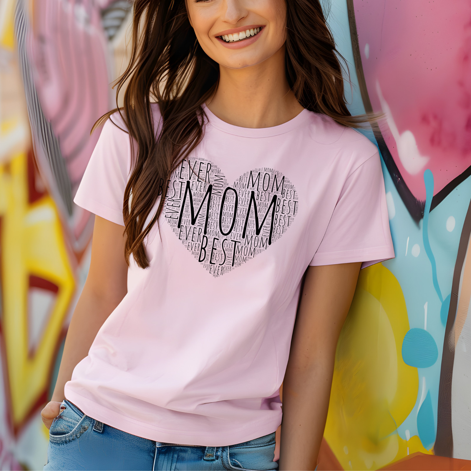 Women’s Best Mom Ever Heart! unisex T-shirt Cute Mother’s Day Gift Text Tee