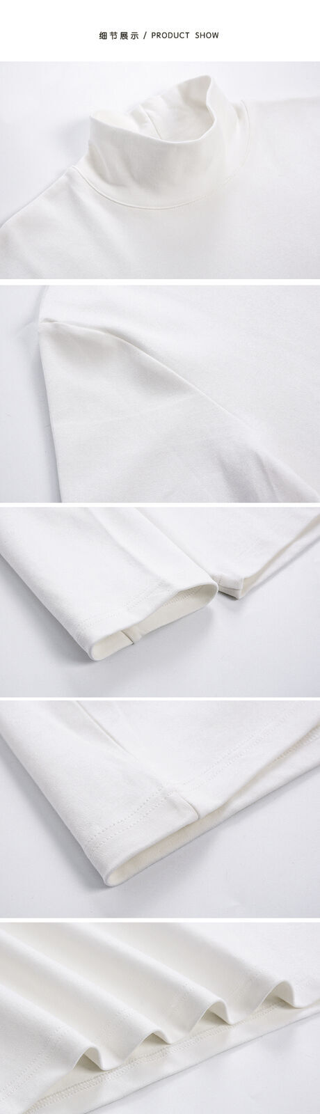 Mens Bottoming Long Sleeved Tee Thin T-Shirt Half Turtleneck Loose Crewneck Top