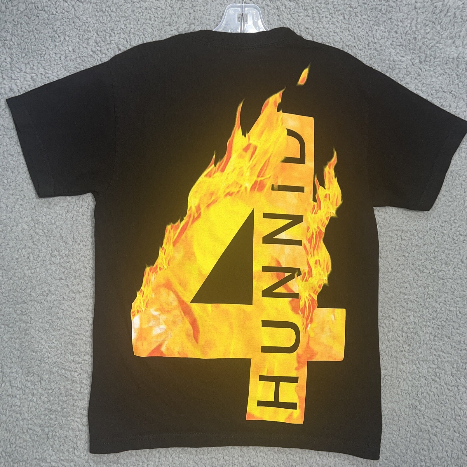 YG 4Hunnid T Shirt Men’s Size S Flame Black Short Sleeve Fire Graphic Logo Tee