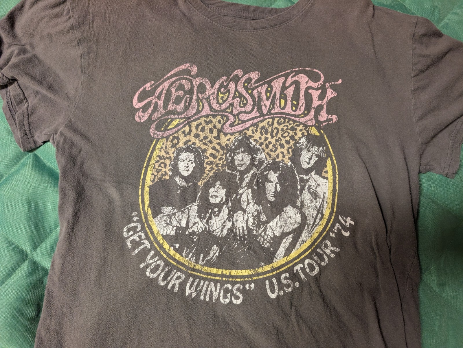 Men’s Aerosmith Get Your Wings Tour 1974 Grey T Shirt Size Xl