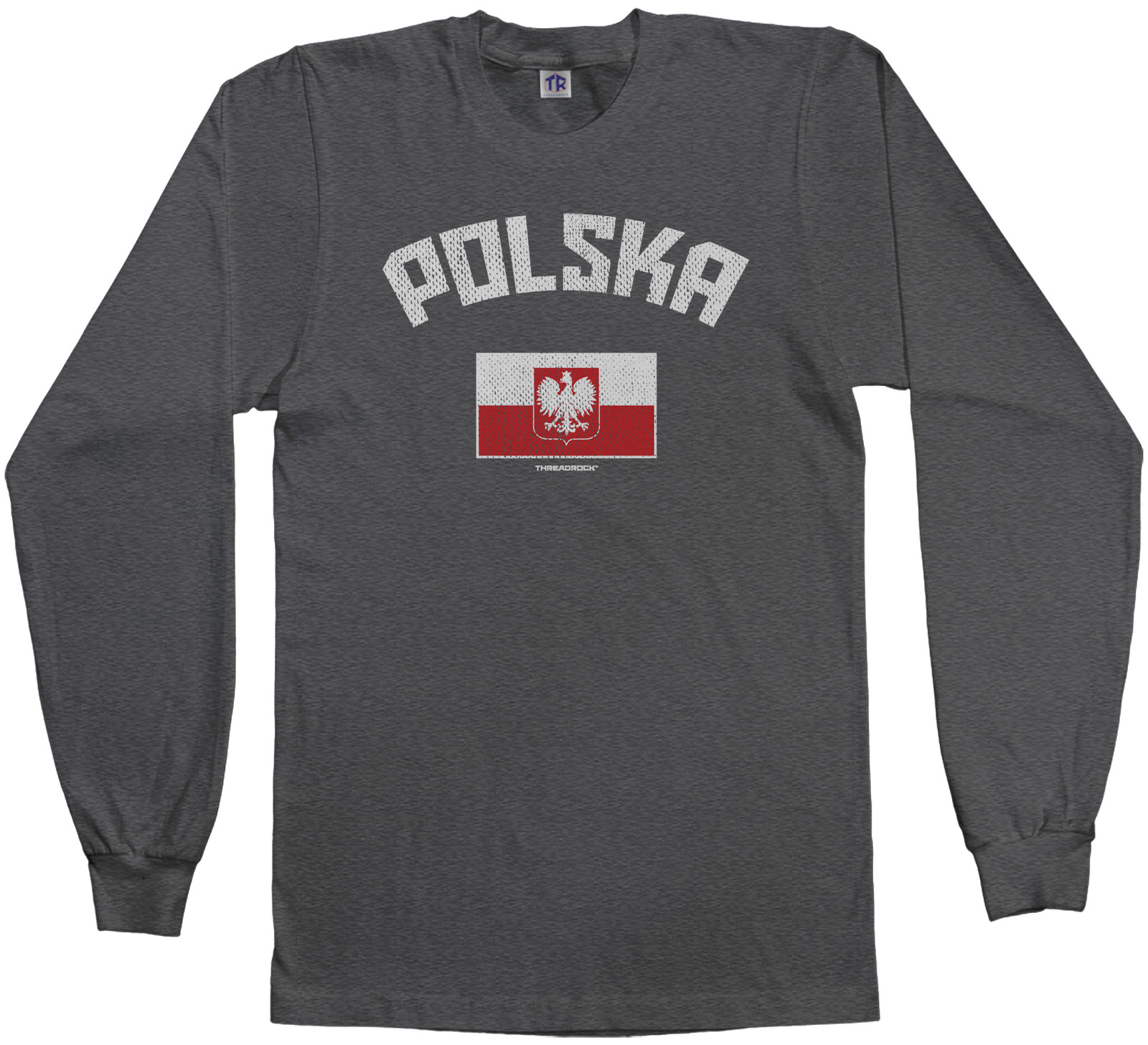Threadrock Men’s Polska Polish Flag Long Sleeve T-shirt Poland Pride