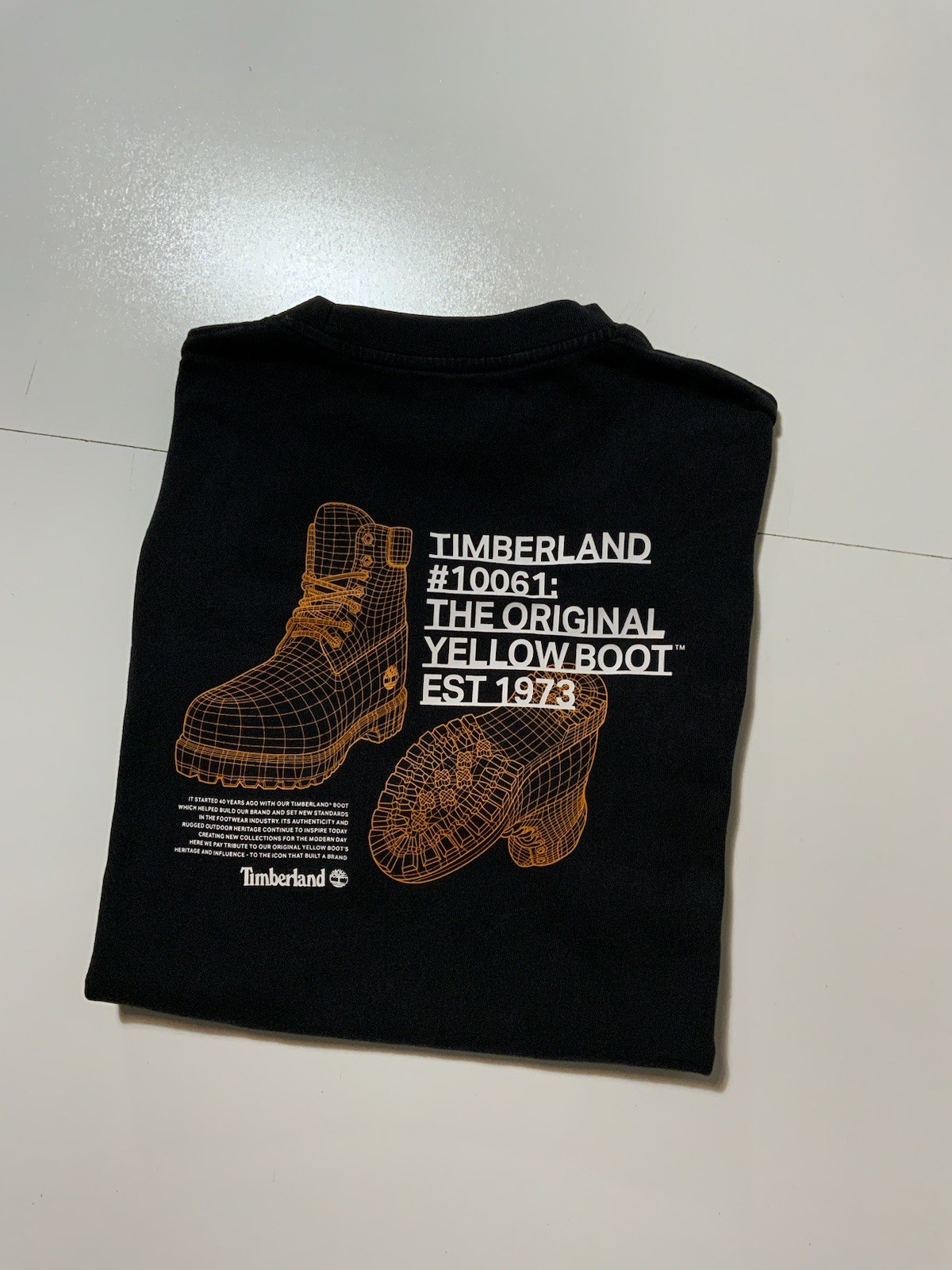 Timberland #10061 The Original Yellow Boot Graphic Diagram Pocket T-Shirt Sz. S