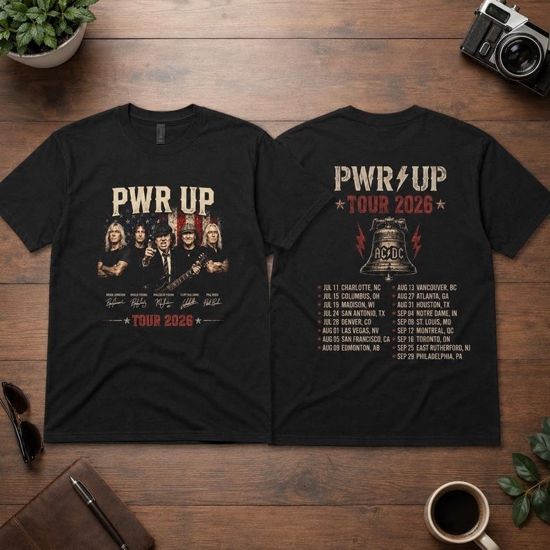 AC DC PWR UP Tour 2026 Front Back T shirt