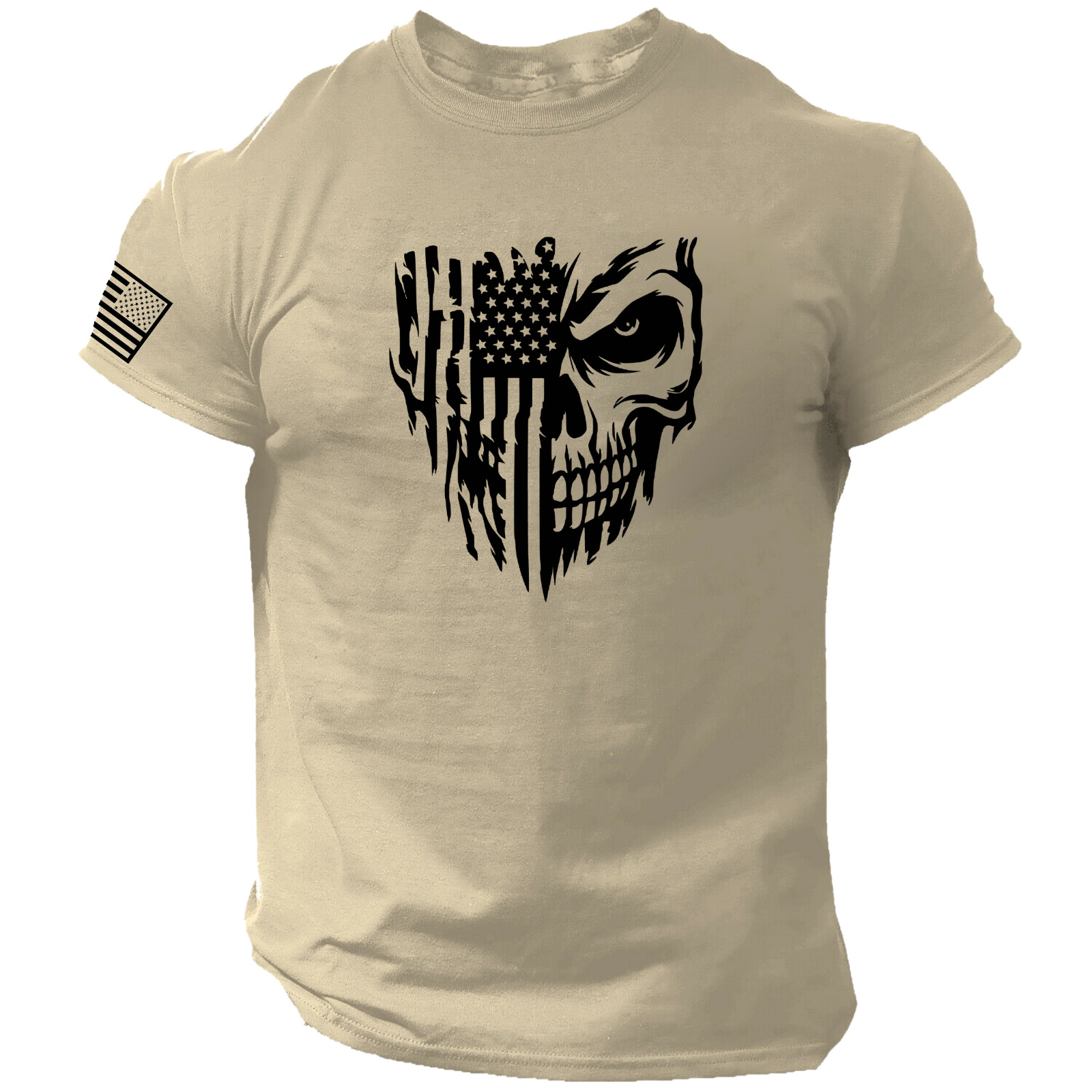 Skull T-Shirt USA Warrior Flag Distressed Military