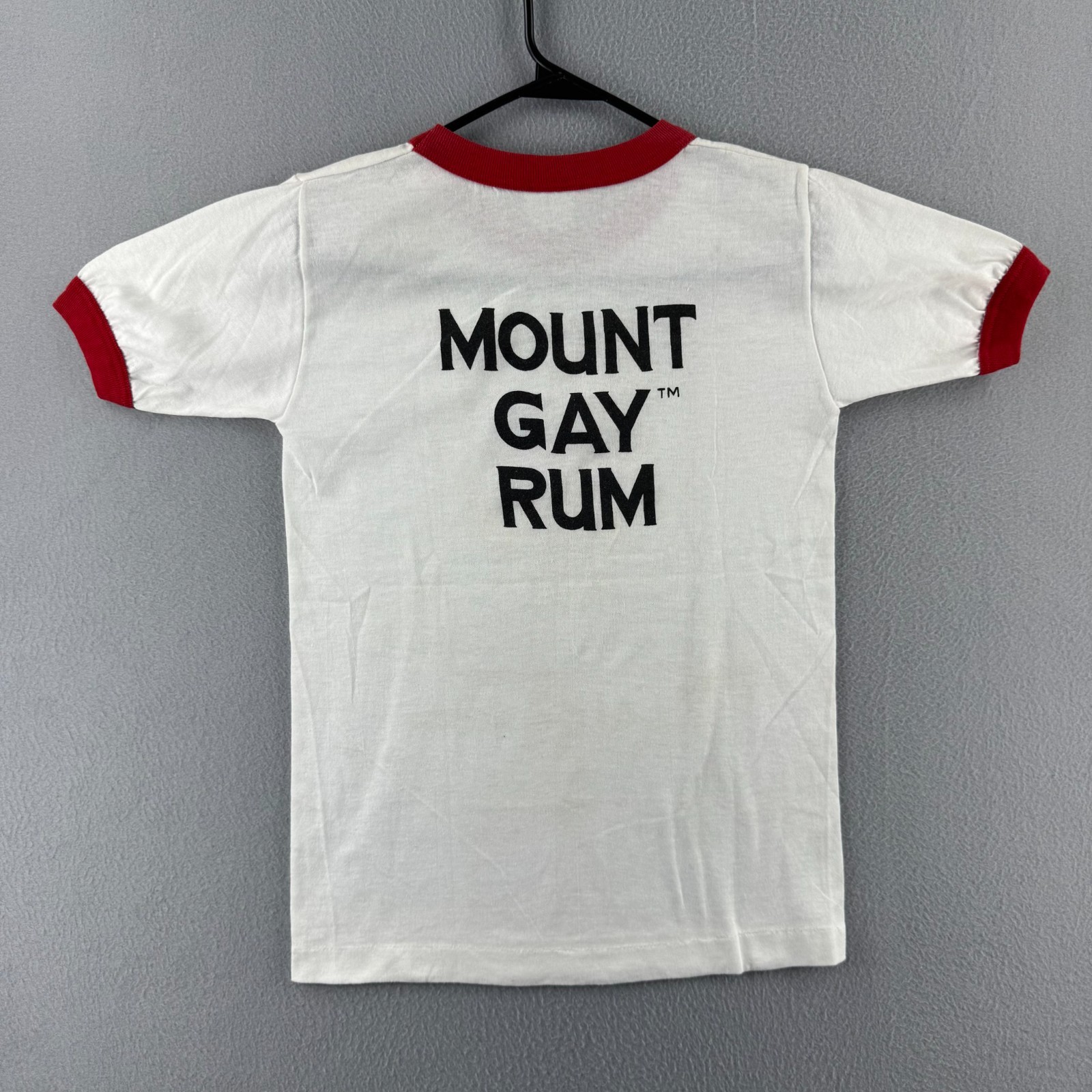 Vintage Mount Gay Rum Shirt Mens Fits Small Ringer 70s 80s Alcohol Promo