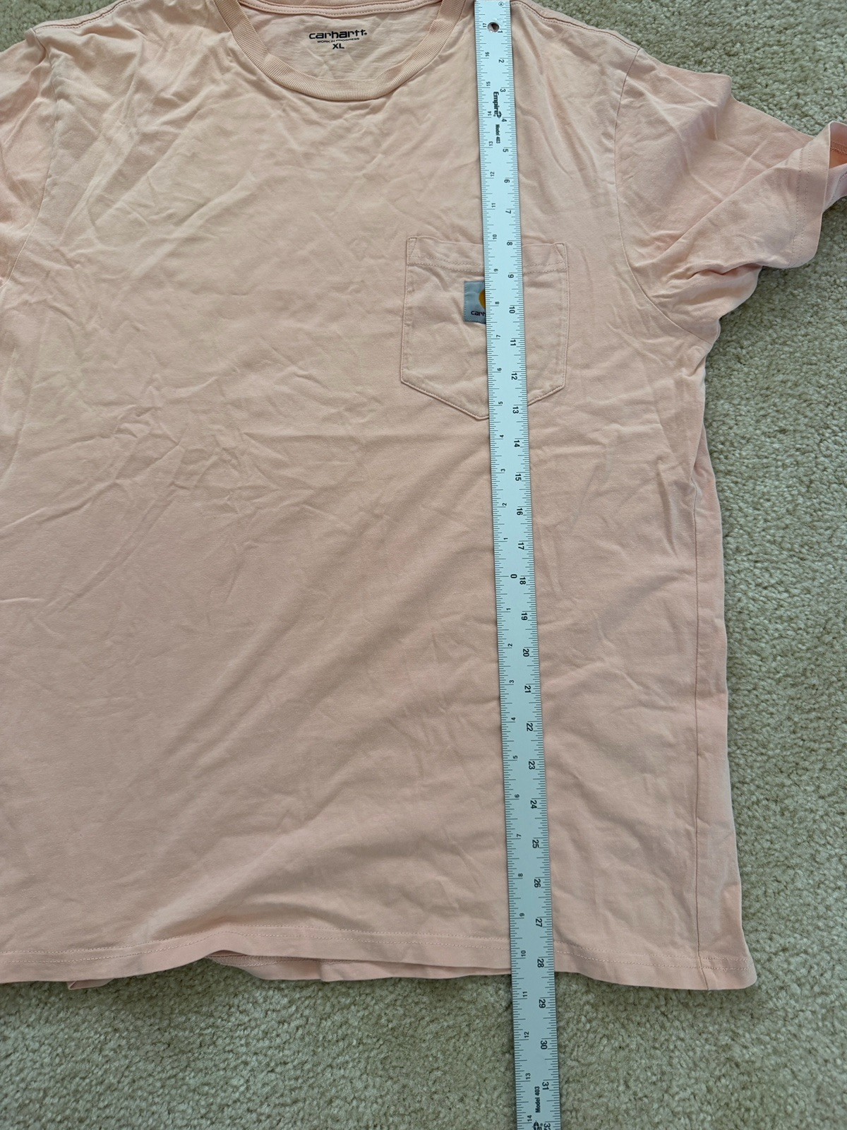 Carhartt Men’s Pink Solid Pocket Logo Short Sleeve Crew Neck T-Shirt Size XL
