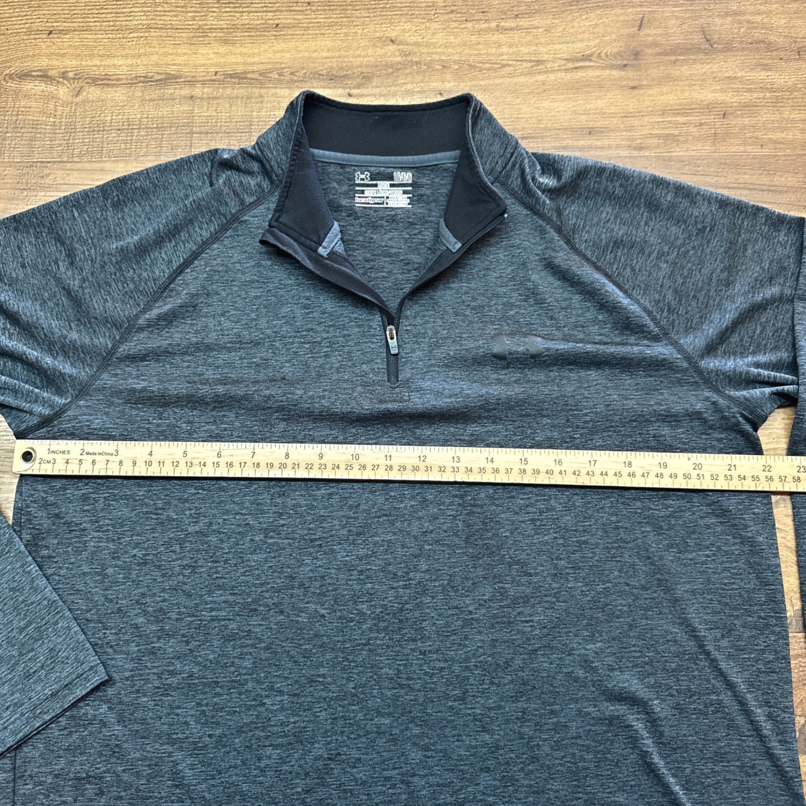 Under Armour Mens Large 1/4 Zip Pullover LS Loose HeatGear Gray Run Outdoors