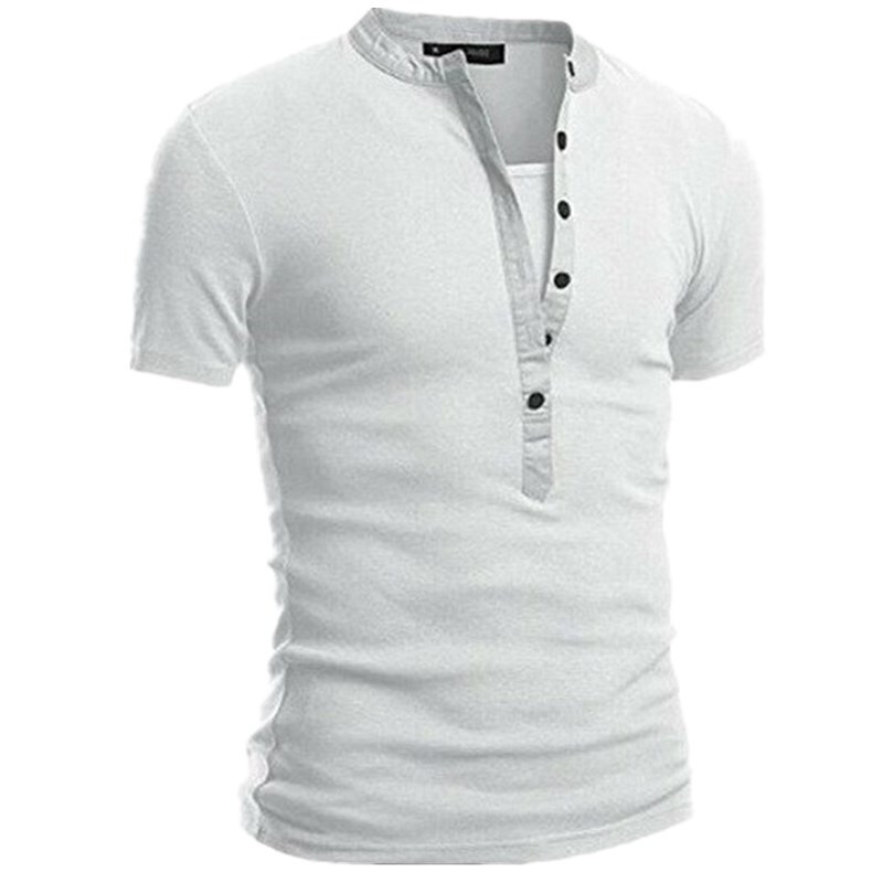 Men’s Muscle Slim Henley Shirts Crewneck Longline Athletic Gym Workout