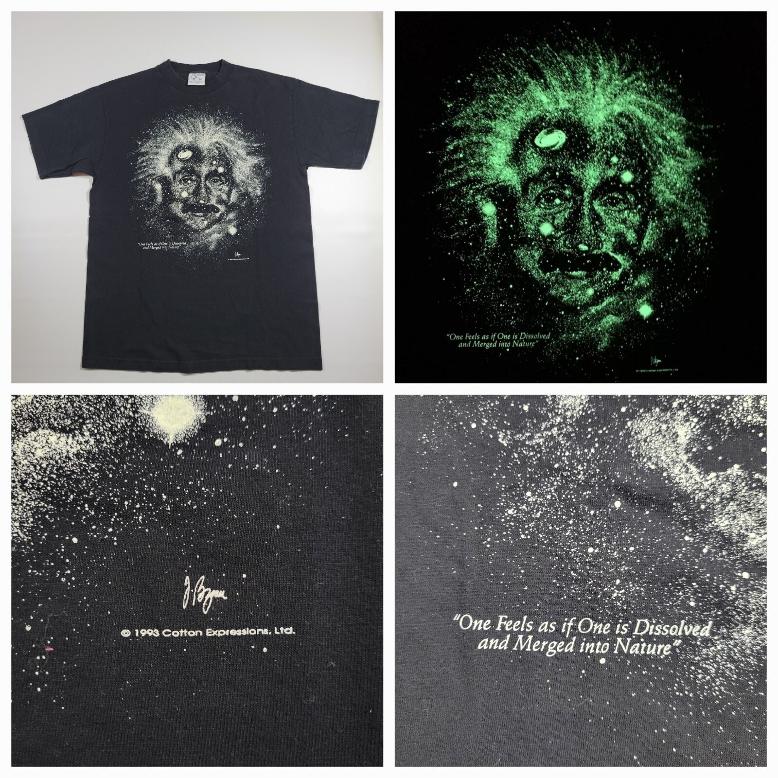Vintage 1993 Albert Einstein Big Bang E=mc2 Space Galaxy GLOW IN THE DARK SIZE M