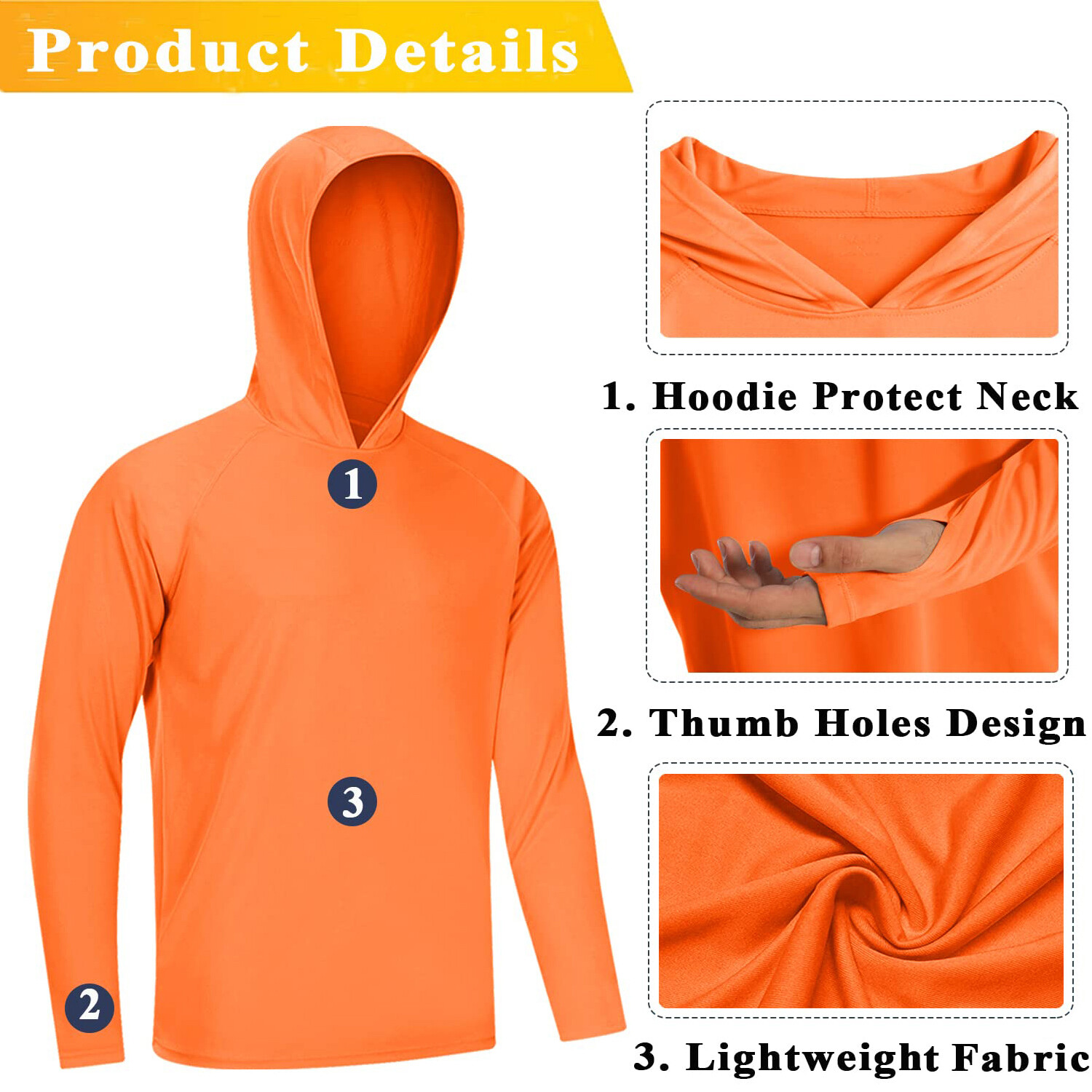 UPF50+ Mens UV Shirts Sun Protection Hoodie Outdoor Fishing Long Sleeve Casual T