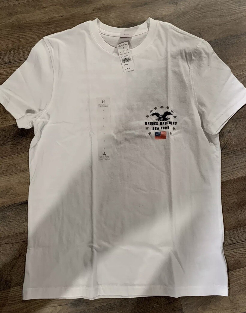 Brooks Brothers 1818 Mens White New York T-shirt size Small retail $49.50