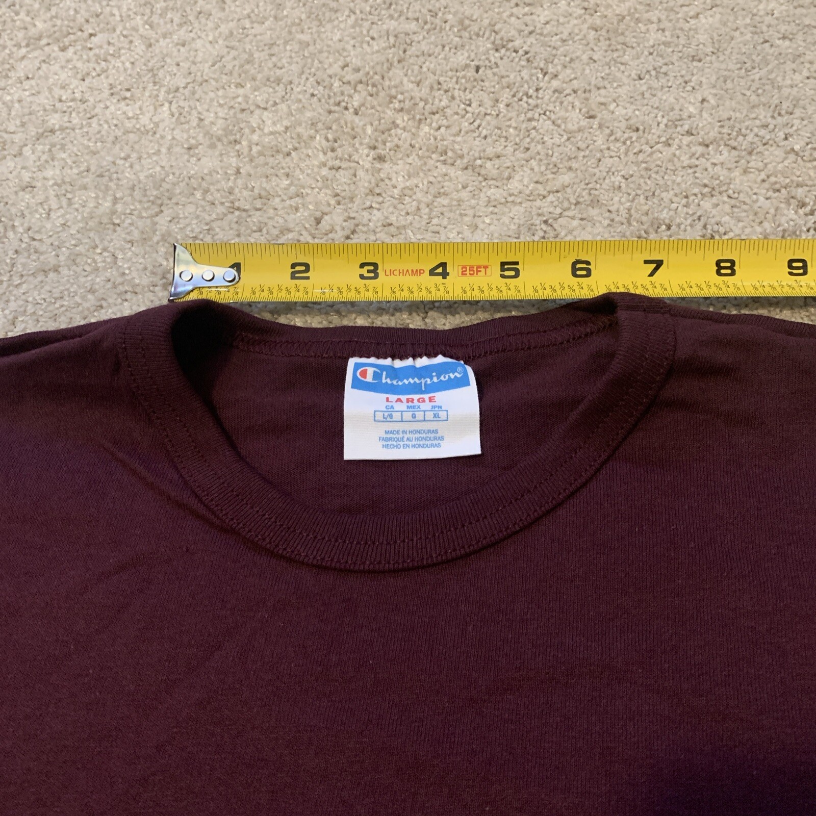 Vintage Champion Maroon Plum Heavy Weight Cotton T Shirt Large Unisex Lot Of 12