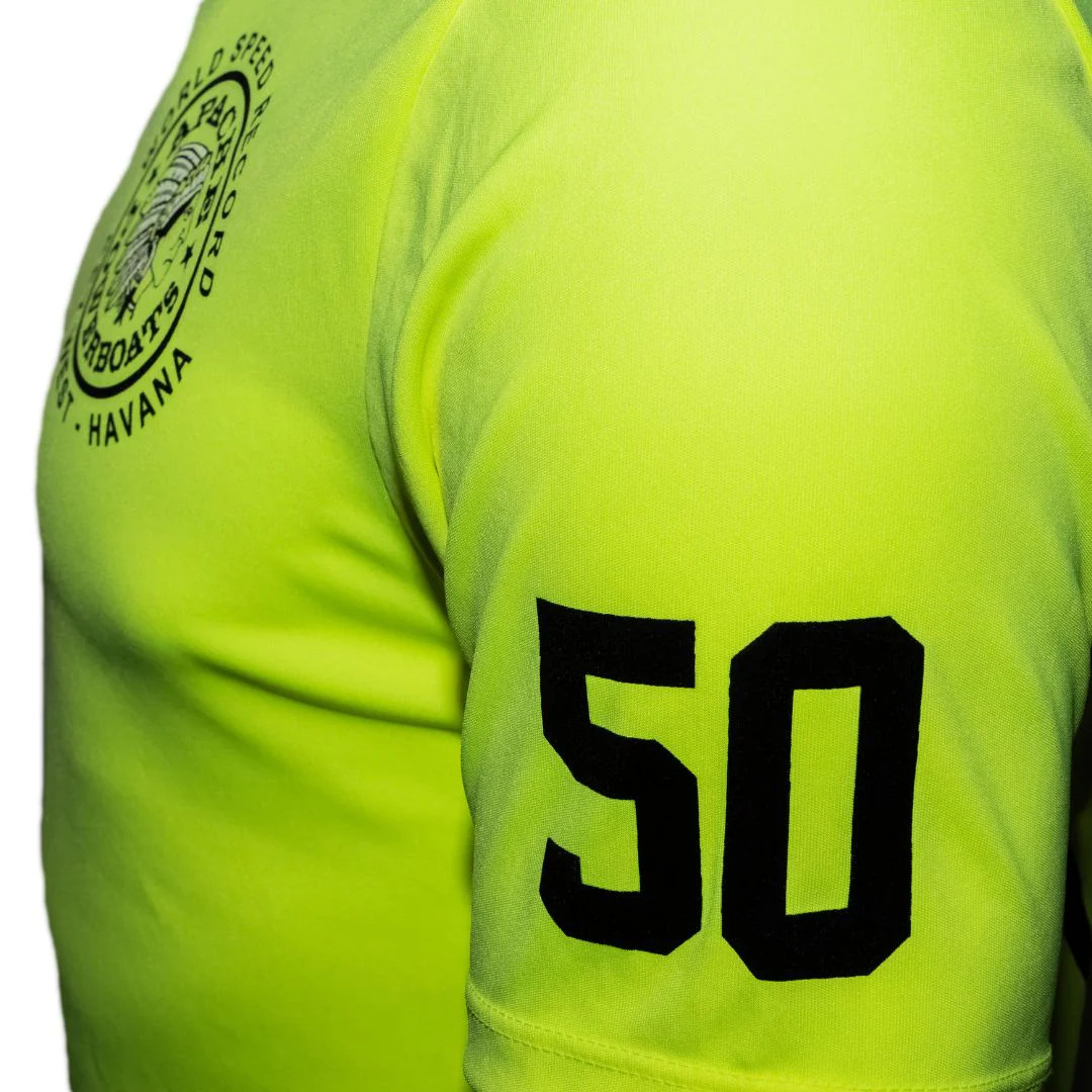 Official World Speed Record Apache Star Tee | Cotton/Performance | Safety Green