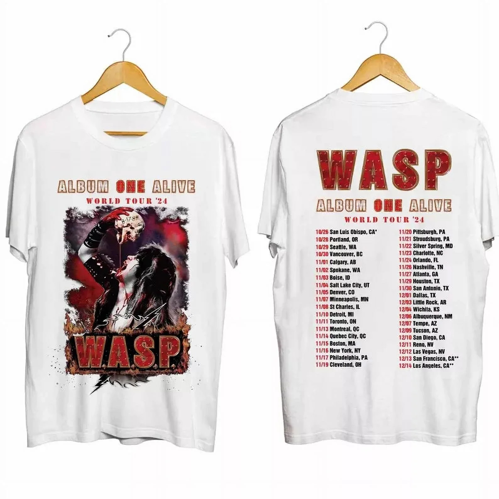 WASP Band Album One Alive Cotton White All Size T Shirt For Men BL65