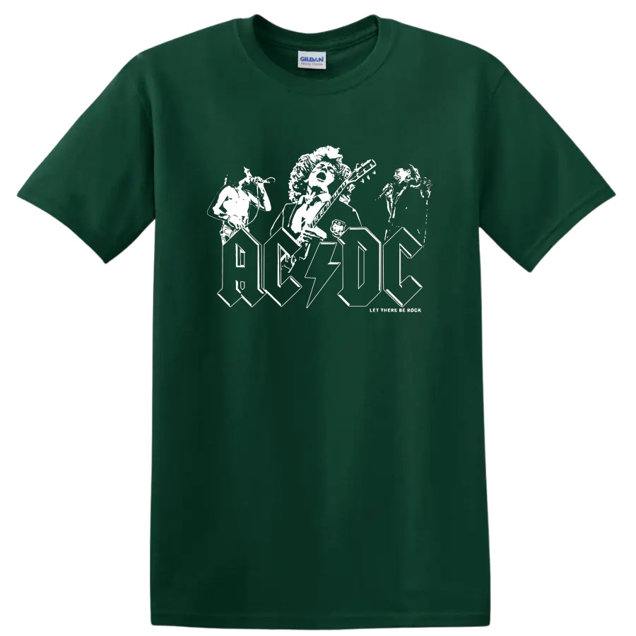 AC DC Rock Band T Shirt Lightning Skull Guitar Concert Tee Vintage Music