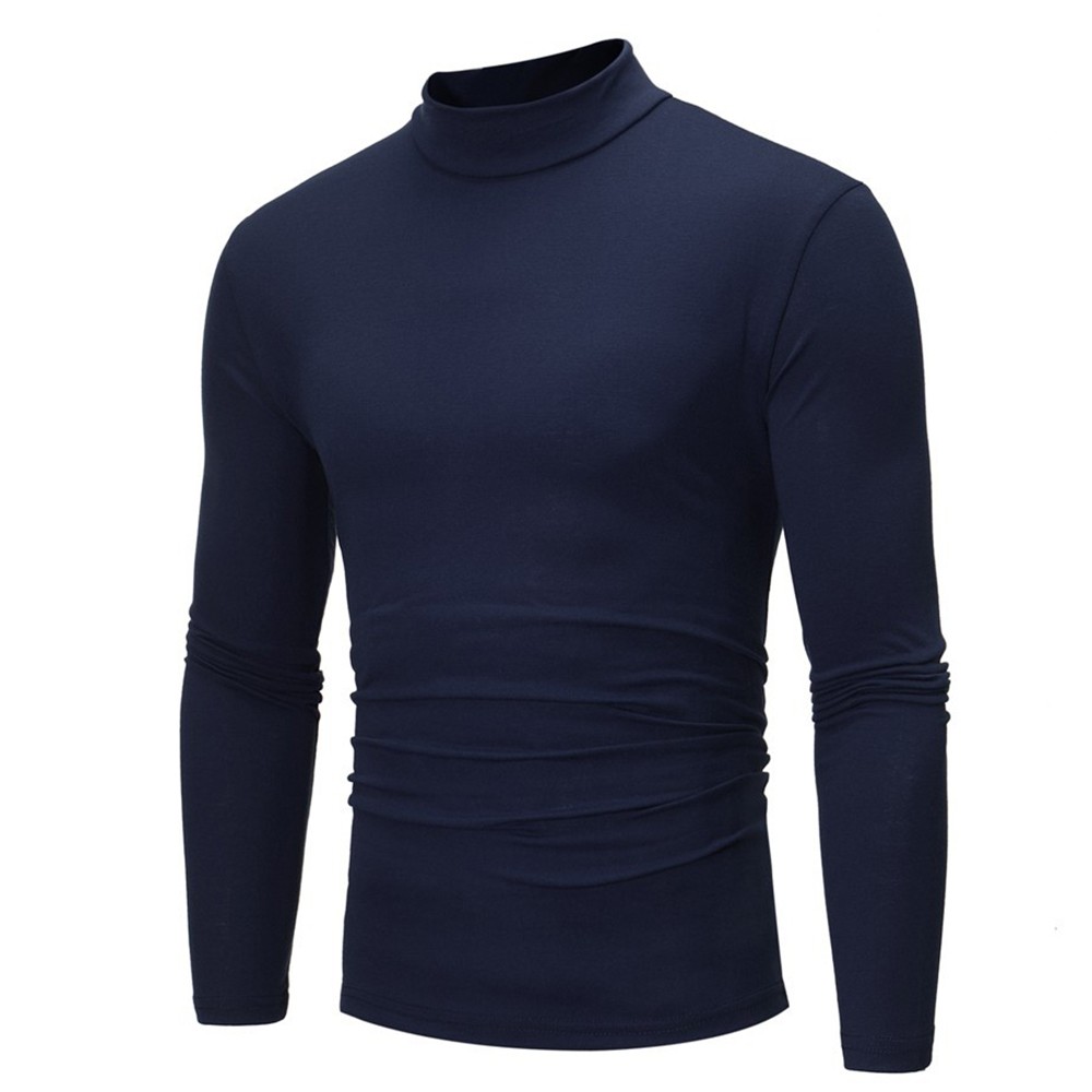 Mens High Neck Long Sleeve Polo T-Shirt Tops Winter Baselayer Turtle Neck Jumper
