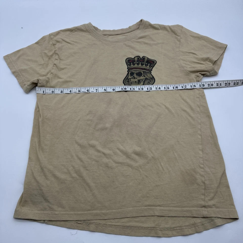 Brooklyn Vertical T-Shirt Graphic Print Skull King Tan Mens M * Actual Size SM *