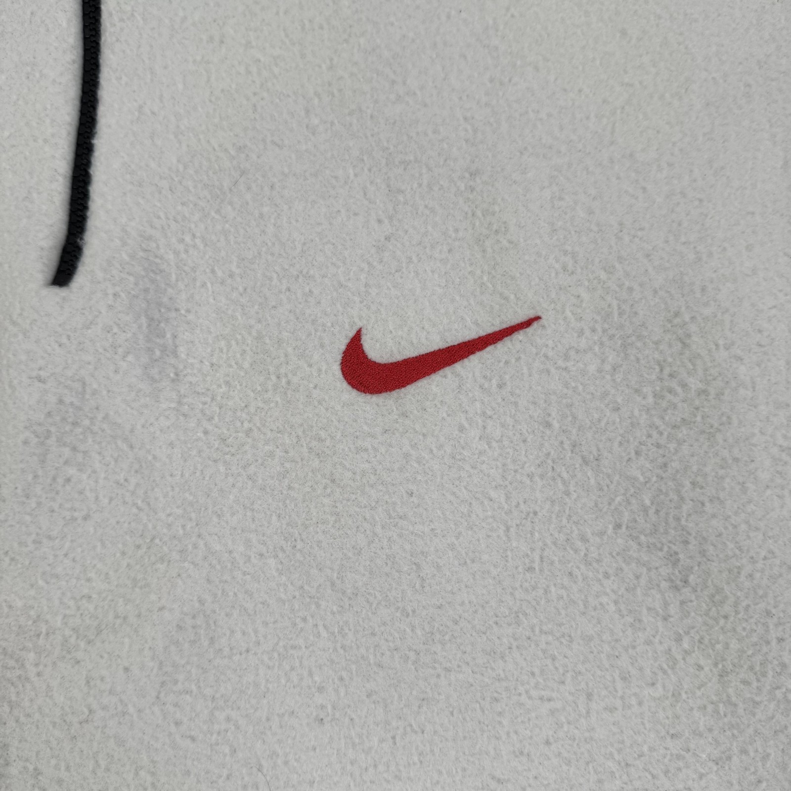 Vintage Nike Pullover Mens Large Gray Red Swoosh Fleece Half Zip Made USA 90s