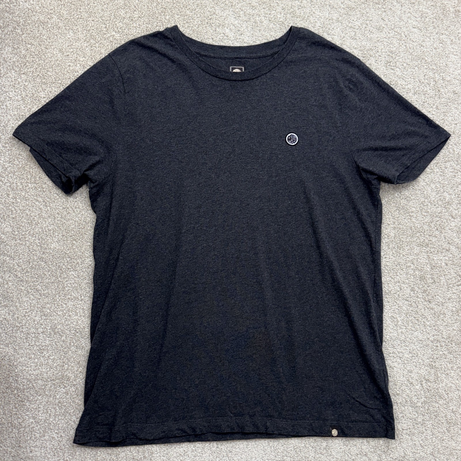 PRETTY GREEN Men’s Charcoal/Marl Grey Cotton T-Shirt Embroidered Logo Top XXL