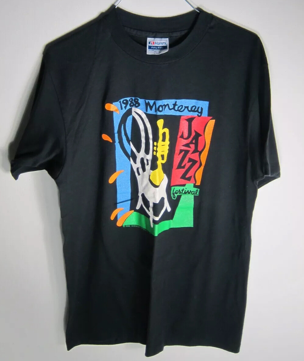 Vintage 1988 Monterey Jazz Festival T-Shirt Size L 80s Music Hanes Fifty-Fifty