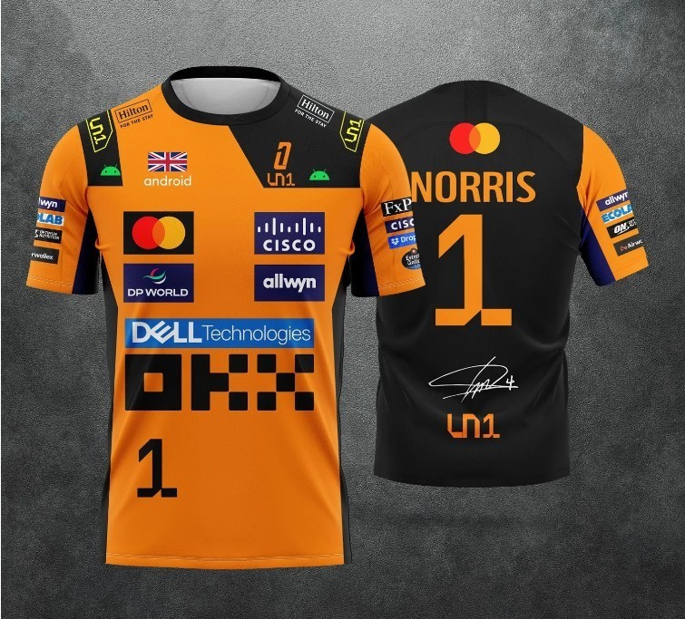 McLaren F1 Racing Lando Norris Orange/Black Jersey/T-shirt. Large 22″ x 28.”