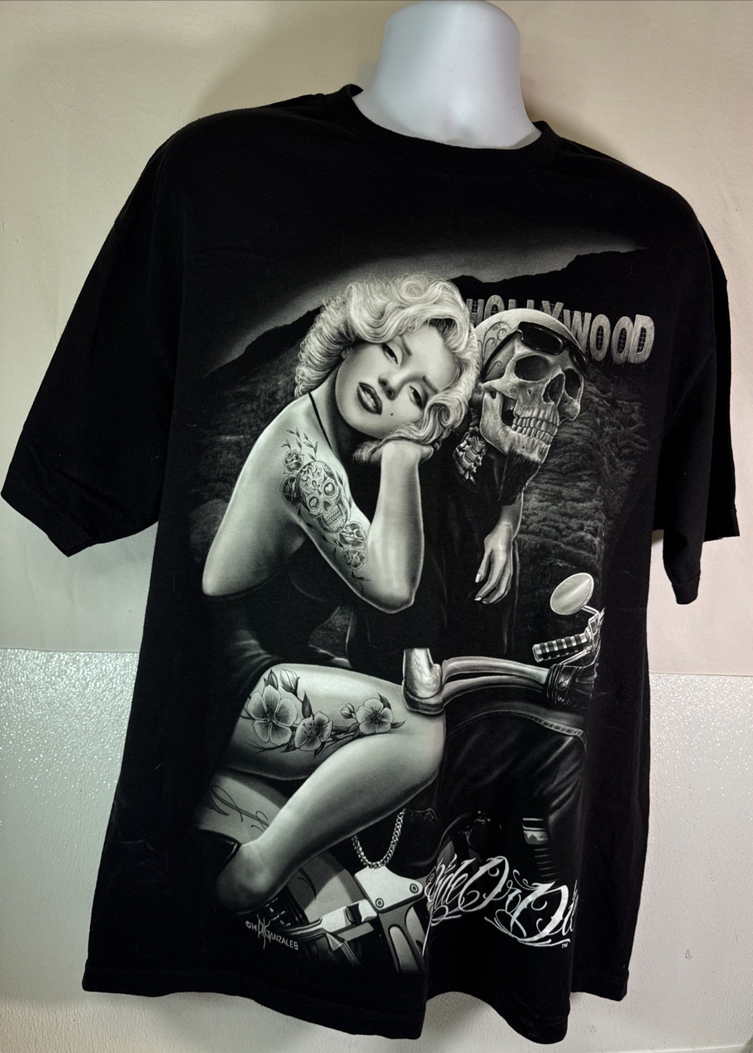 DGA, David Gonzales Art, “Ride or Die”, Ink Men’s Cotton Tee Shirt Size XL