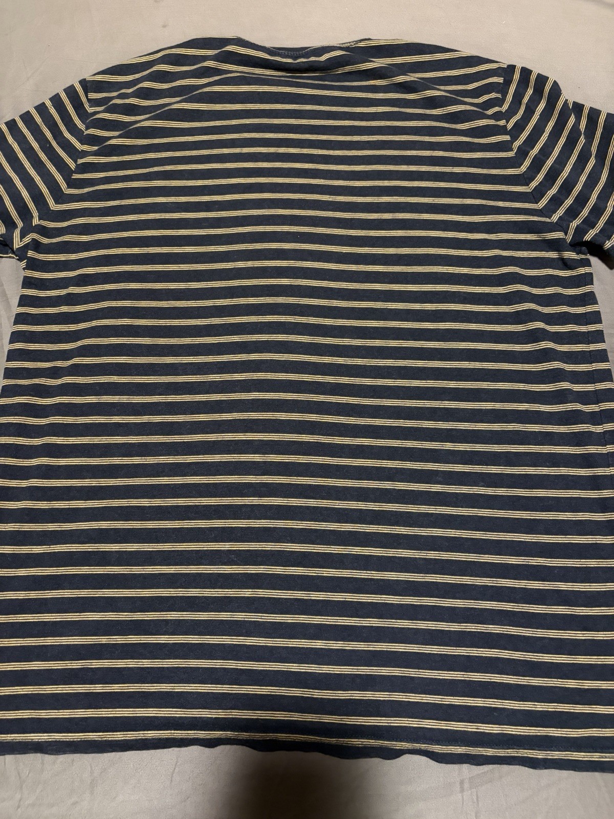 Goodfellow & Co L Blue/Beige Striped Crew Neck Short Sleeve Cotton Tee