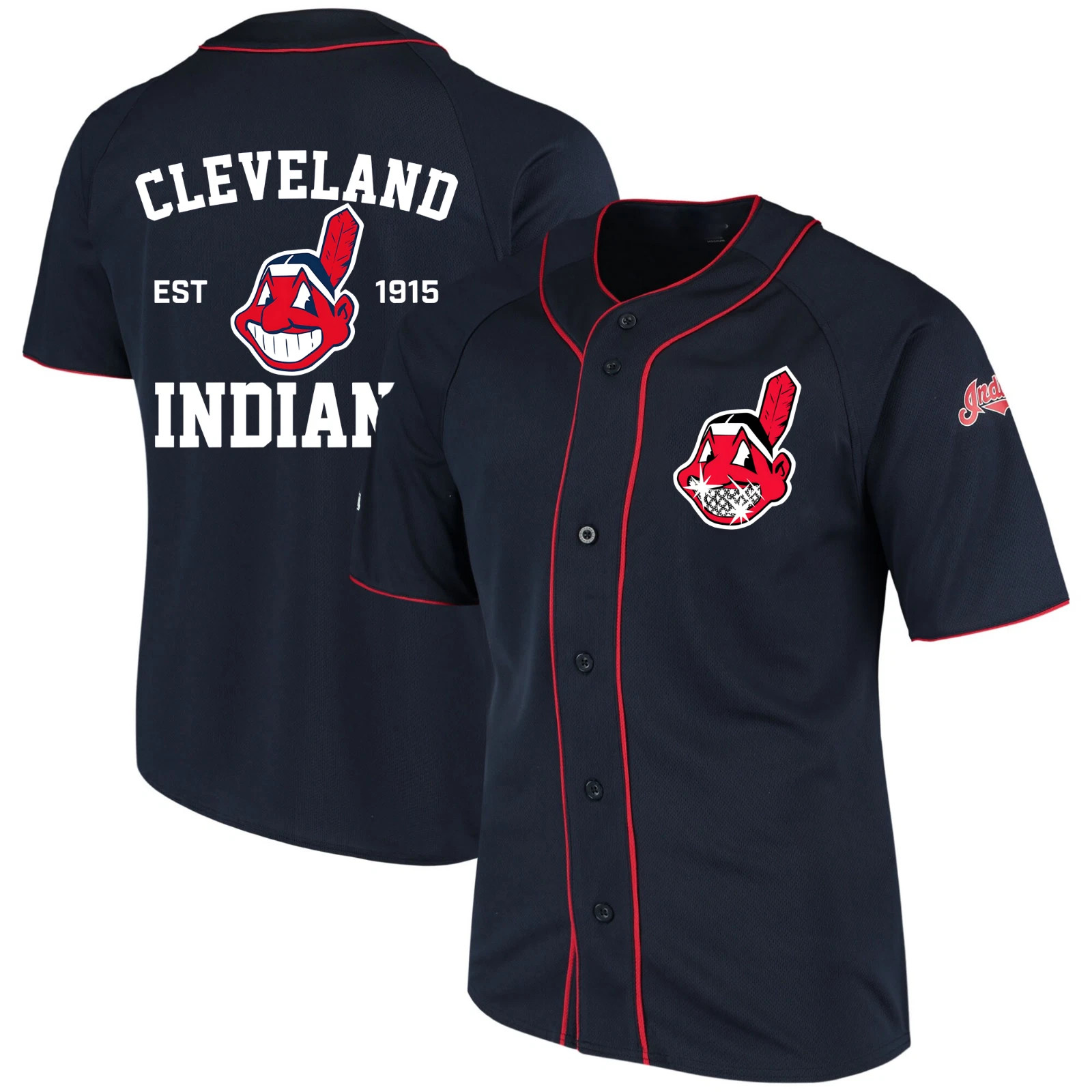 NEW Cleveland Indians Navy Baseball Jersey Full Size S to 5XL UR1094