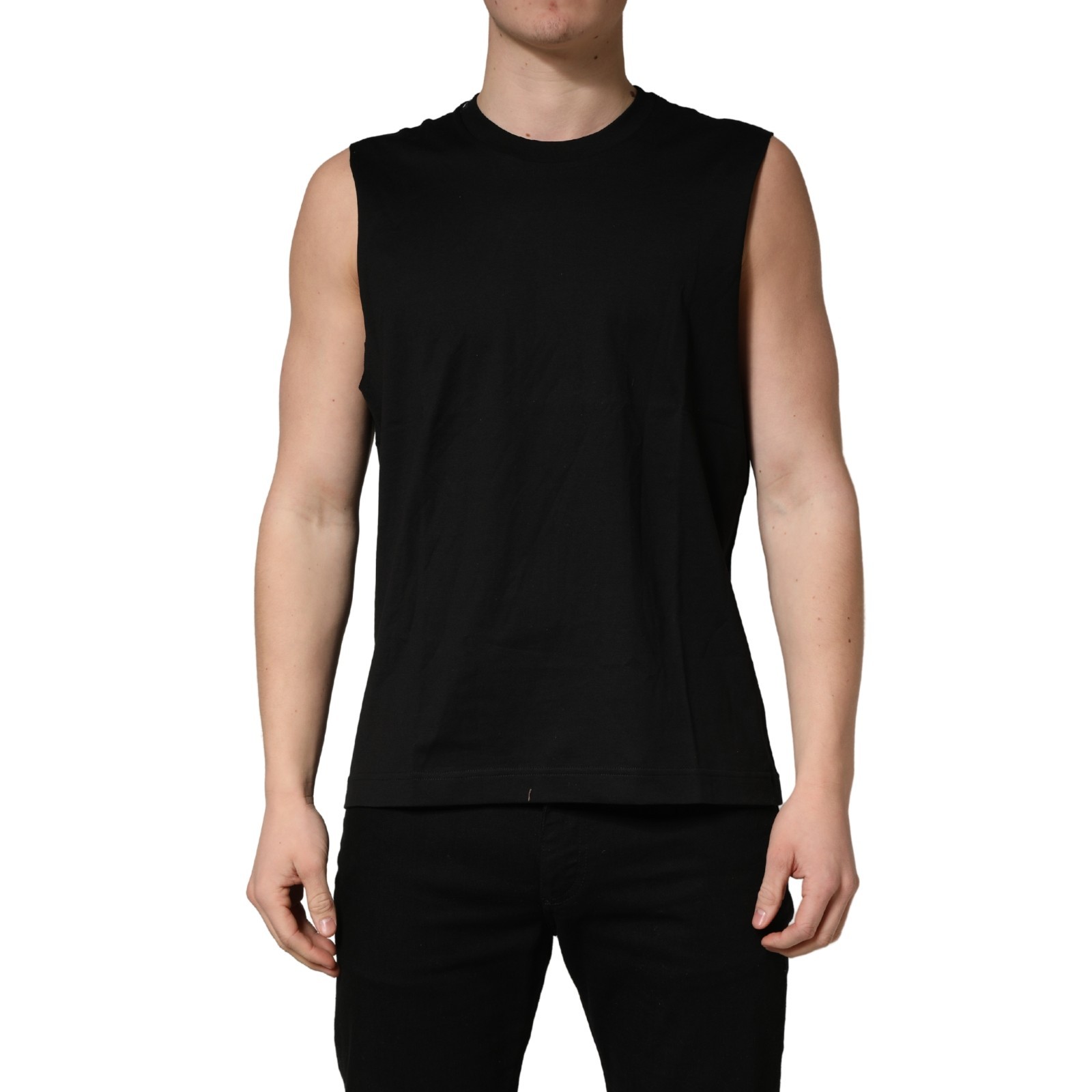 DOLCE & GABBANA T-shirt Black Crew Neck Sleeveless Tank Top IT48/US38/M 340usd