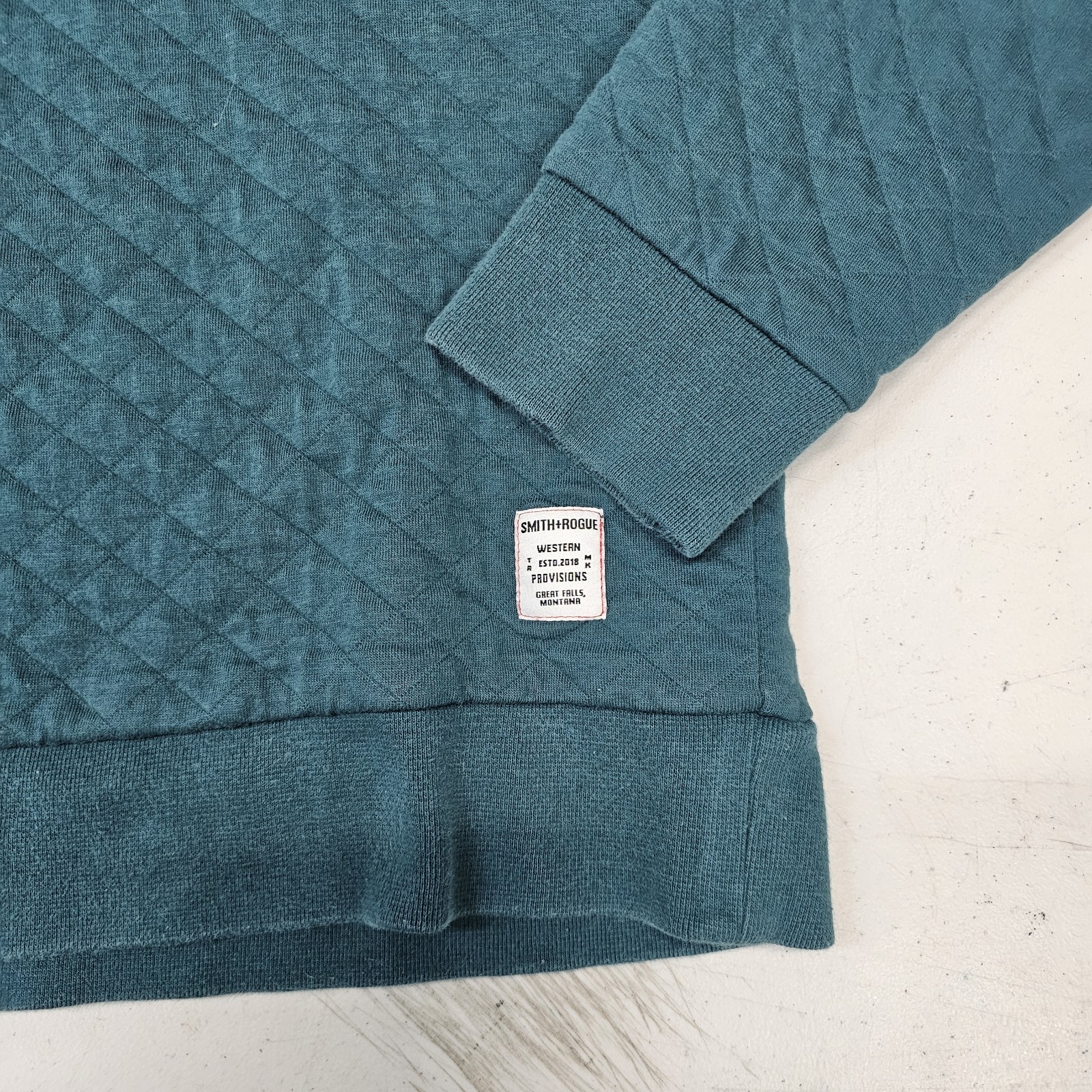 Smith & Rogue Crew Neck Quilted Long Sleeve Shirt Sz Medium Blue Utility Wear