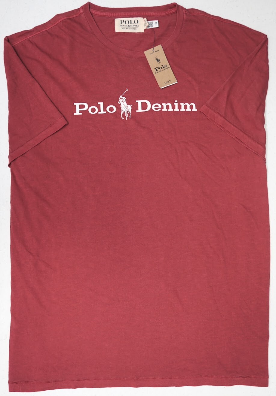 Polo Denim Ralph Lauren Red White Short Sleeve Tee T-Shirt 100% Cotton $65
