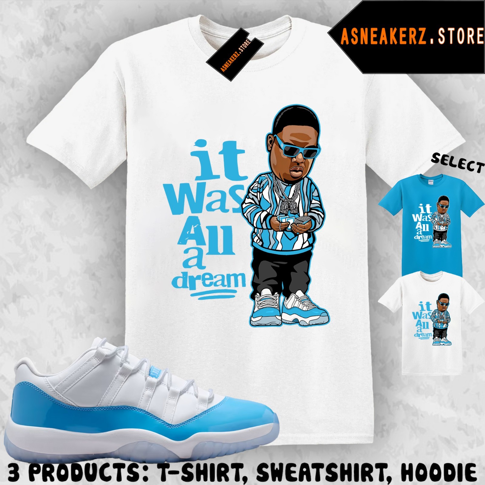 Shirt Matching AJ 11 Low University Blue 2026 Match Sneaker Sneakerhead Biggie