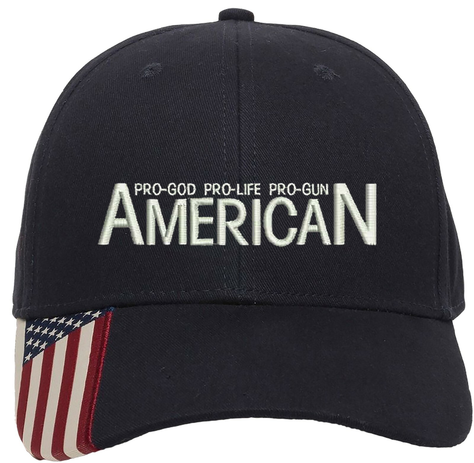 ProGod ProLife ProGun 1Col Embroidered Structured Adjustable US Flag on bill Hat