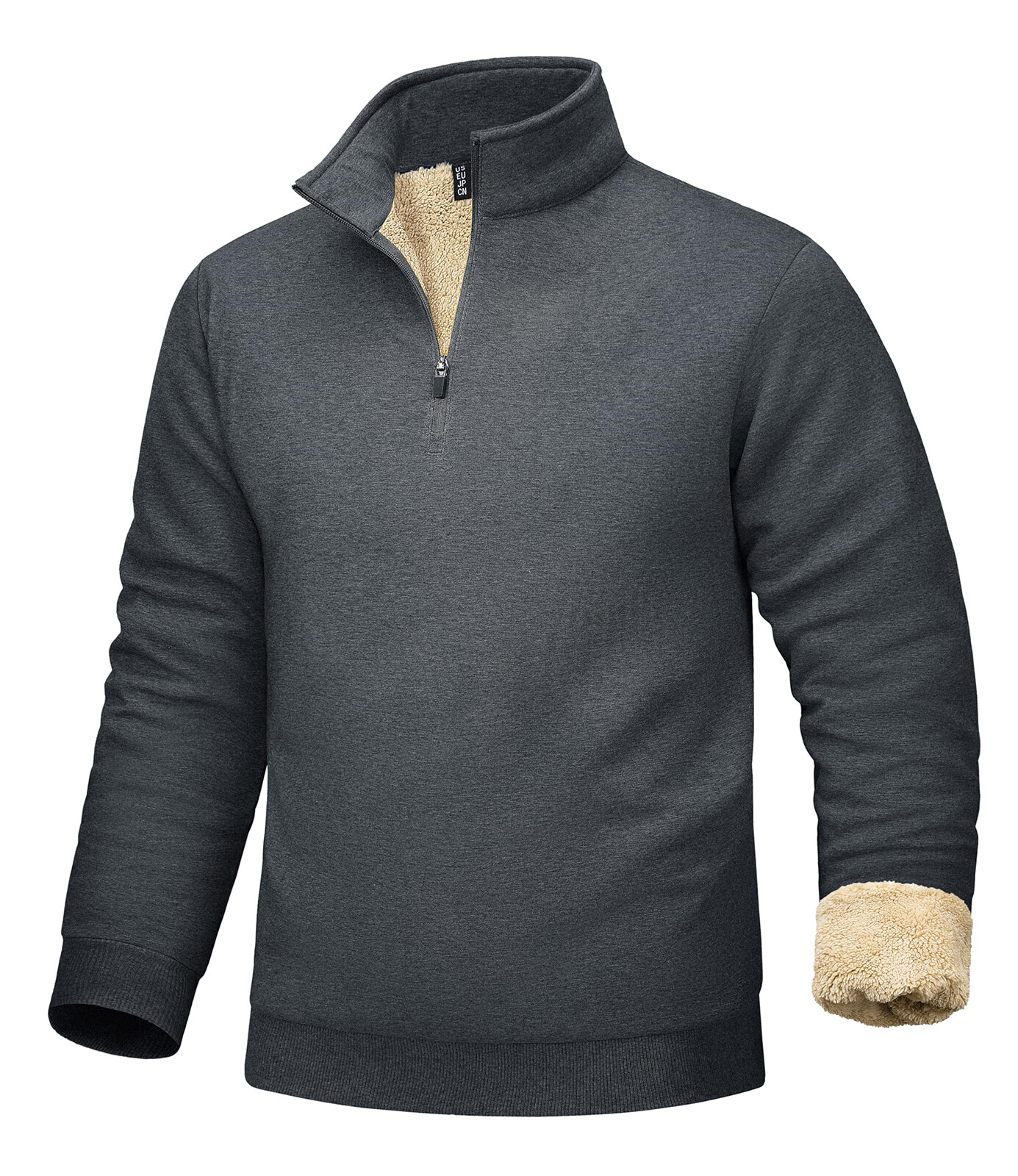 Mens Quarter Zip Sherpa Lined Sweatshirts Fleece Heavyweight Pullover Warm Shirt