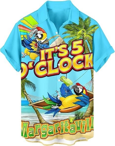 Its 5 OClock In Margaritaville Hawaiian Shirt Funny Parrot Hammock Button Up