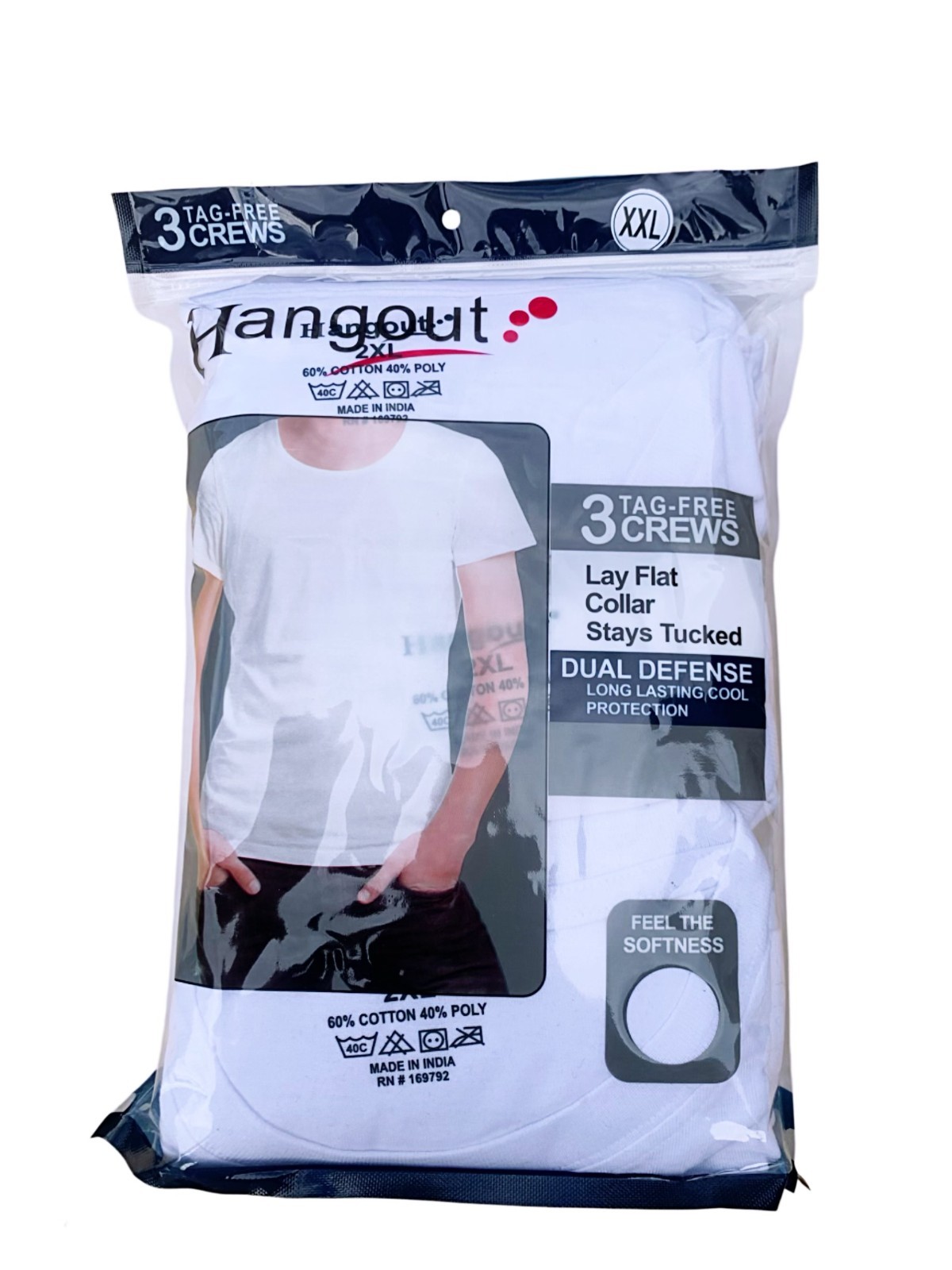 6-Pack Men’s White Cotton Crew Neck T-Shirts “Tagless ~ ~Lay Flat Collar”
