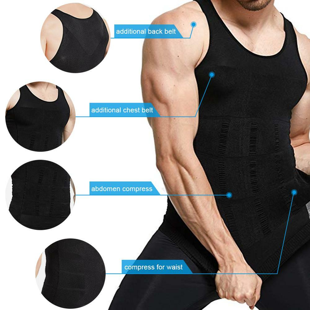 Men Slimmer Body Shaper Vest Abs Abdomen Compression Shirt Workout Tank Tops US