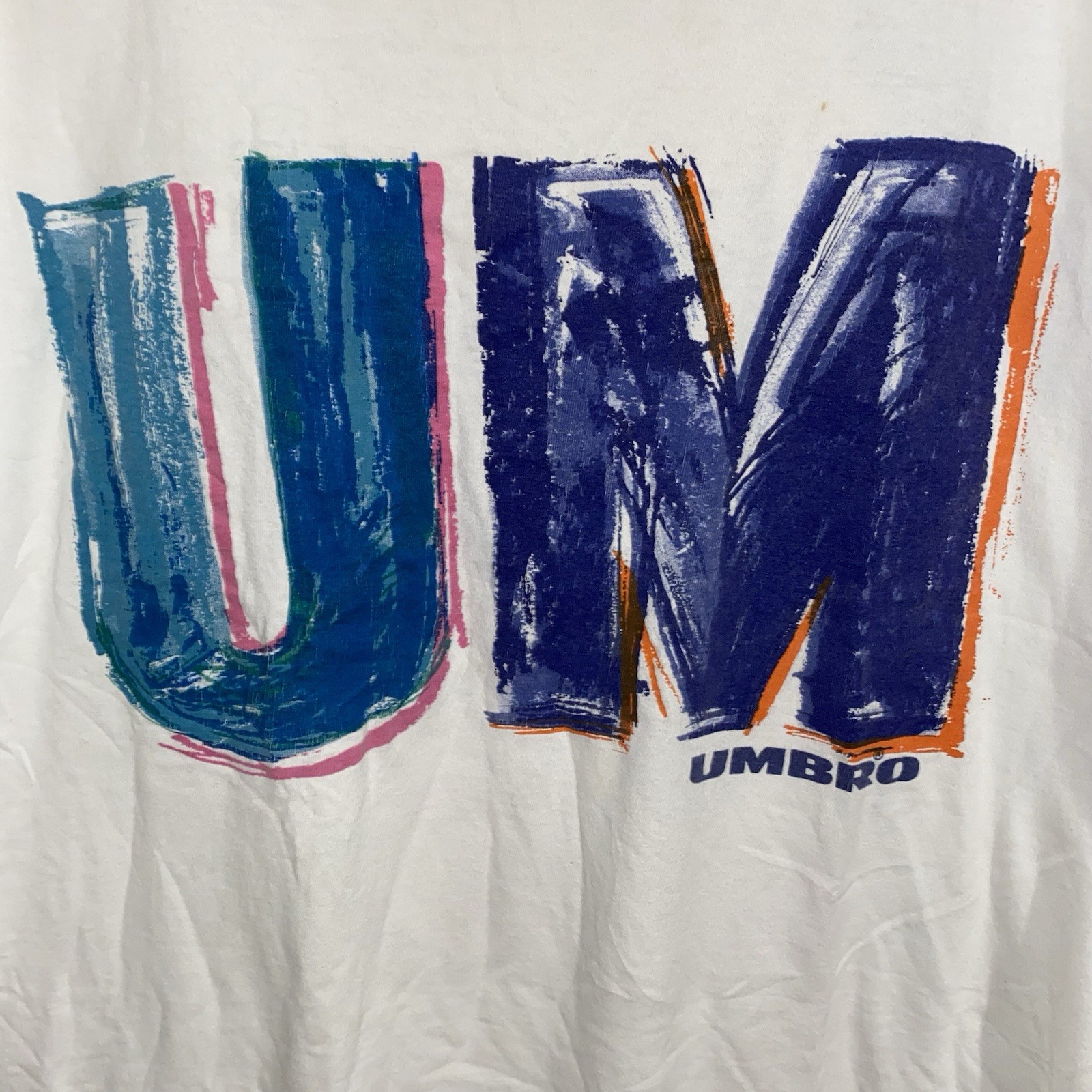 Umbro Graphic Logo Double-Sided Men’s T-Shirt White Cotton Size L