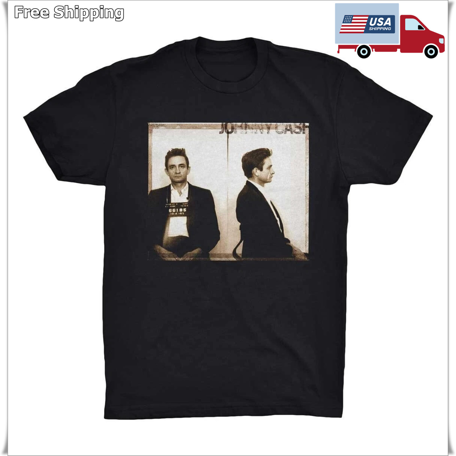 Johnny Cash Mugshot T-Shirt, Country Music T-Shirt, Size S to 5XL