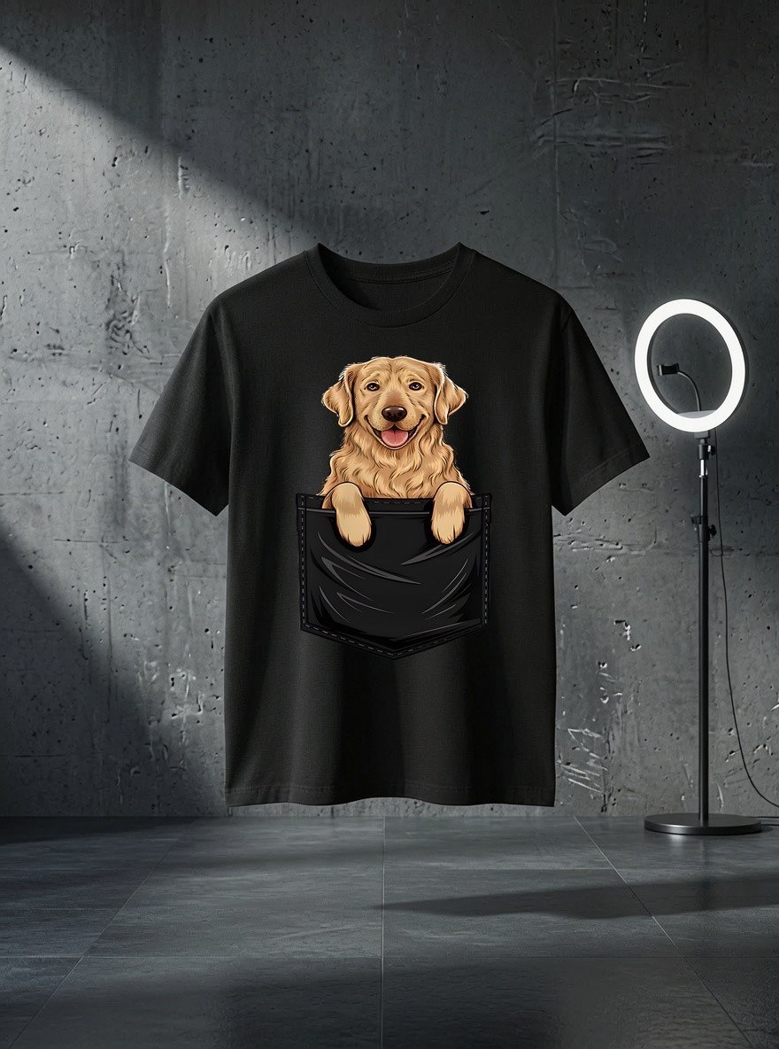 Unisex Funny Golden Retriever In Pocket Dog Mom Dad Graphic T Shirt Gift