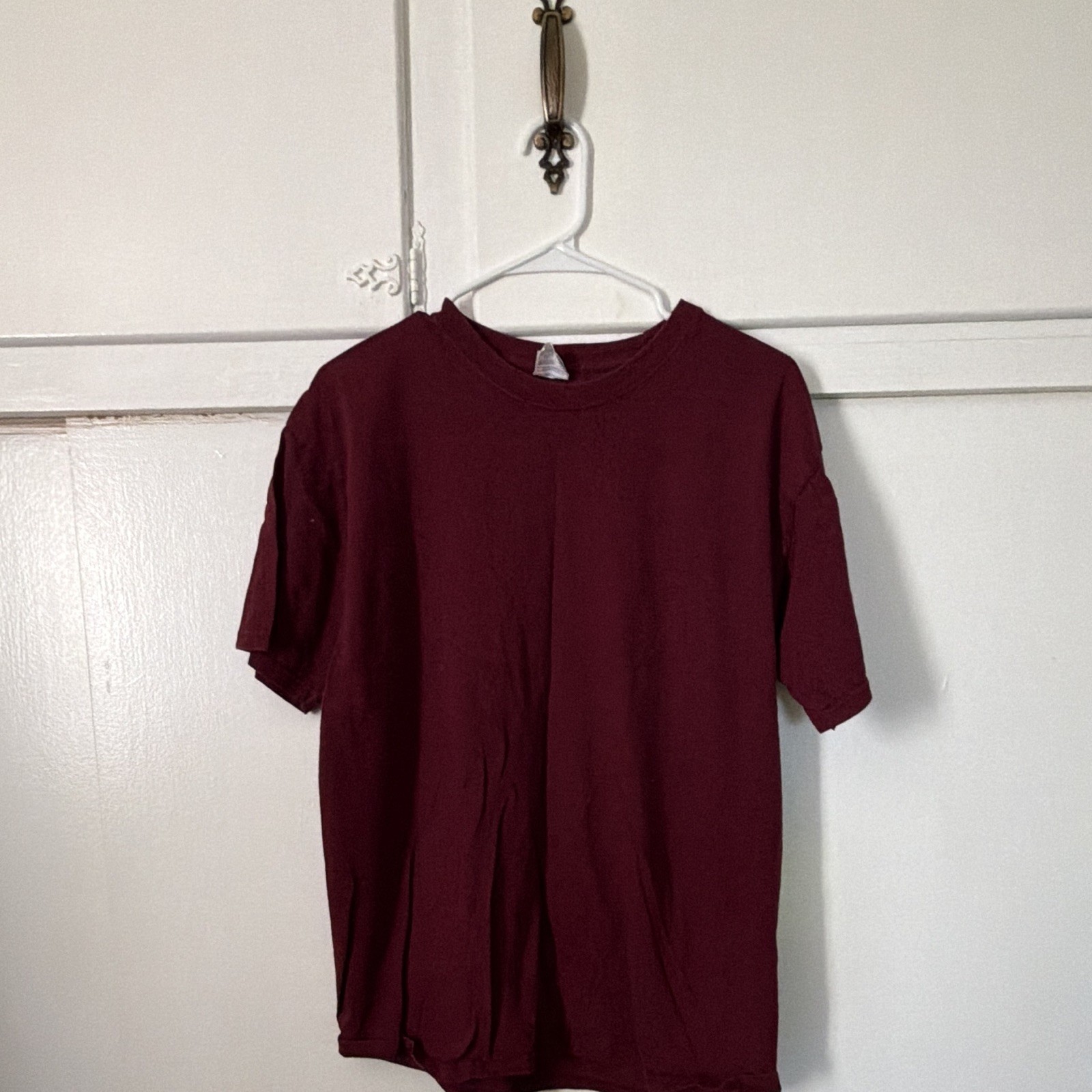 Yazbek Heavyweight Burgundy Solid Crew Neck Short Sleeve Men’s T-Shirt L