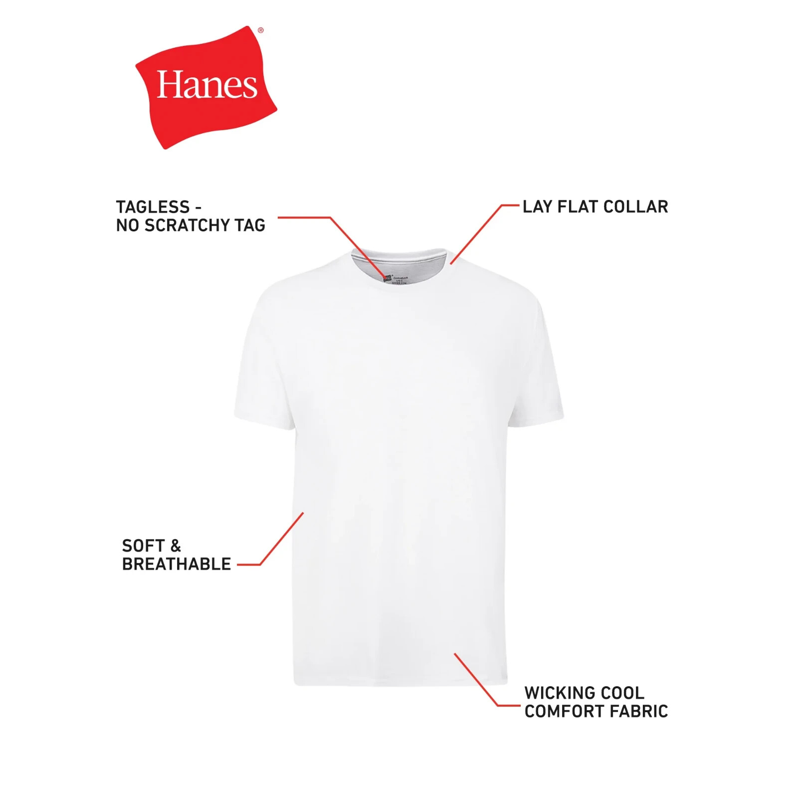 Hanes 10-Pack Men Tee T-Shirt ComfortSoft White Crewneck Undershirt Short Sleeve