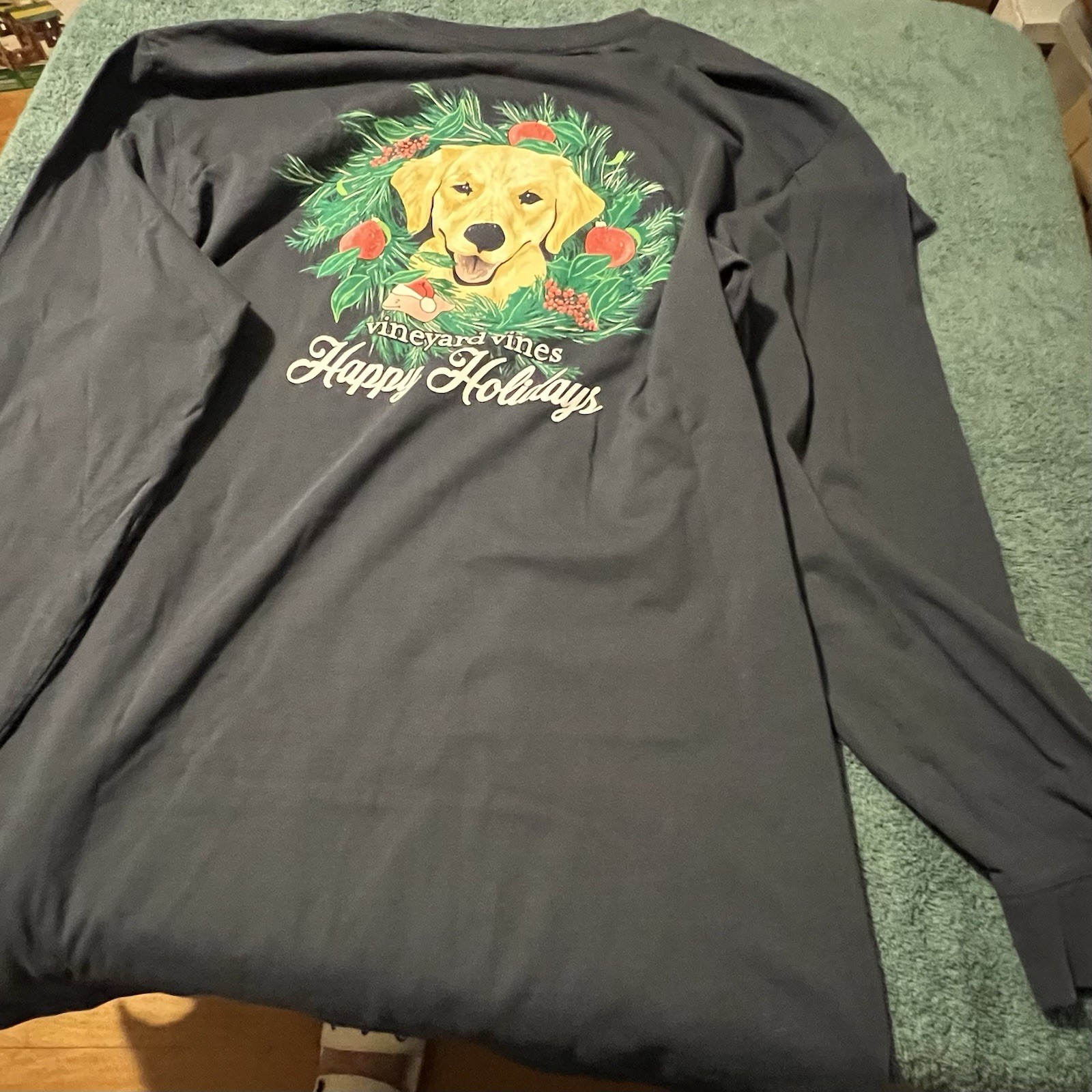 Vineyard Vines Holiday Dog Graphic Classic Fit Crew Neck Pocket T-Shirt XLT