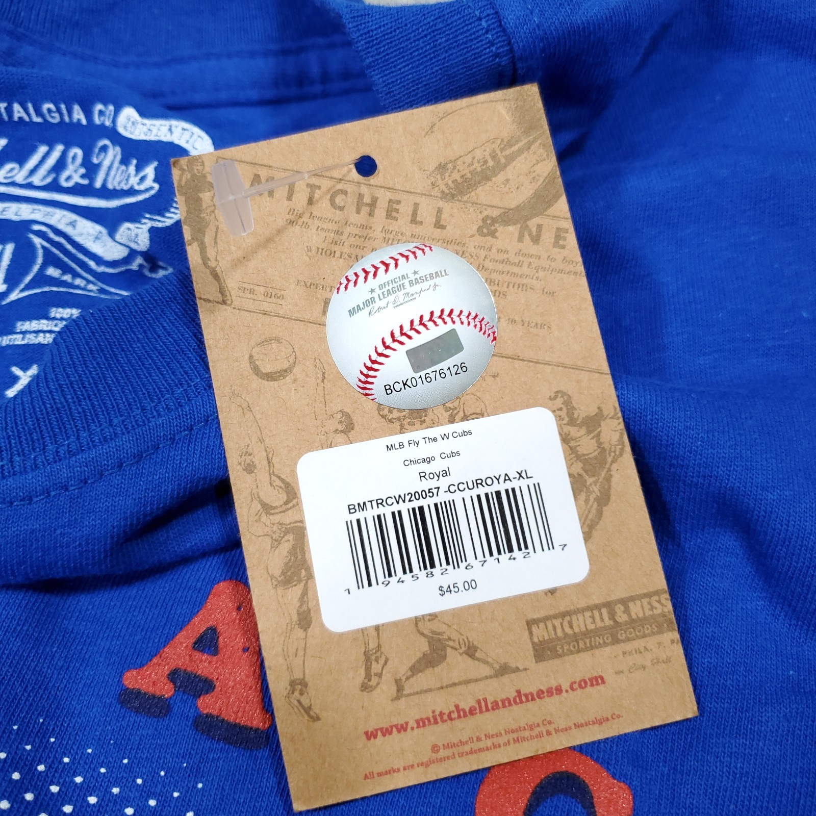 Chicago Cubs Mitchell & Ness Cooperstown Collection Blue Graphic Logo T-Shirt XL