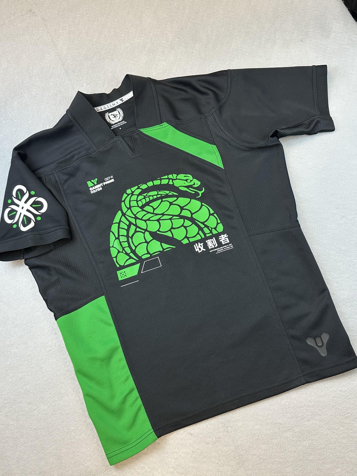 Destiny 2 Bungie Gambit Prime Notorious Invader Reaper Jersey Shirt Medium Green