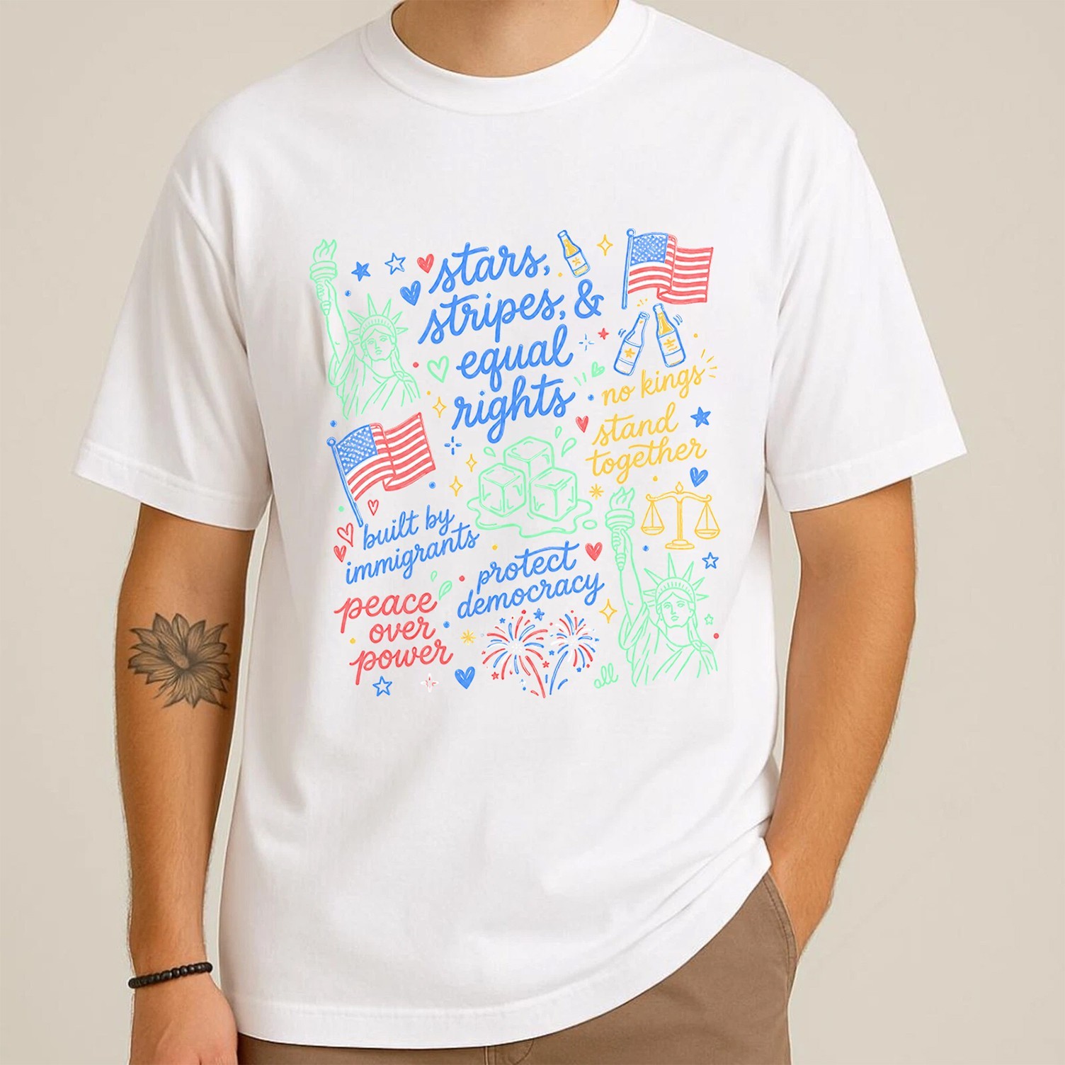 Liberal 4th of July Shirt, Doodle USA Political Tee