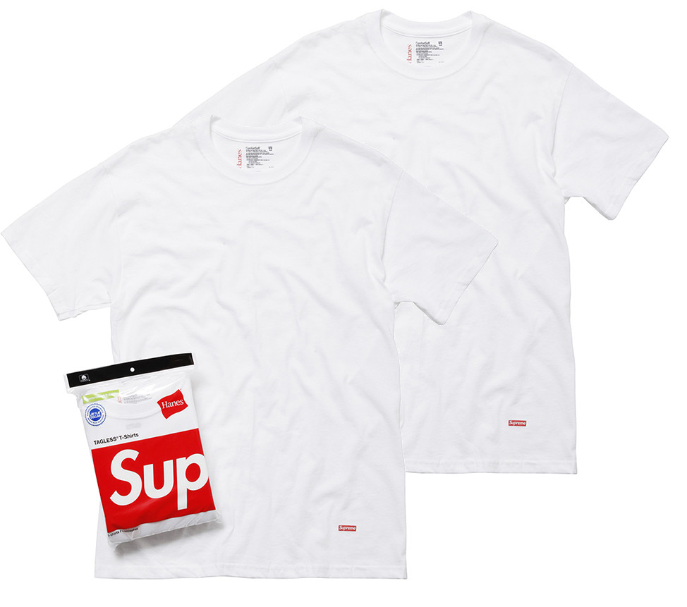 New Pack of 2 – Supreme x Hanes Tagless Tees T-Shirt White – Size Medium