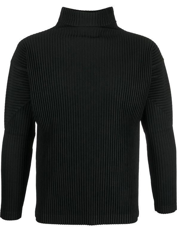 Issey Miyake Men’s Basic Pleated High Neck Long Sleeve