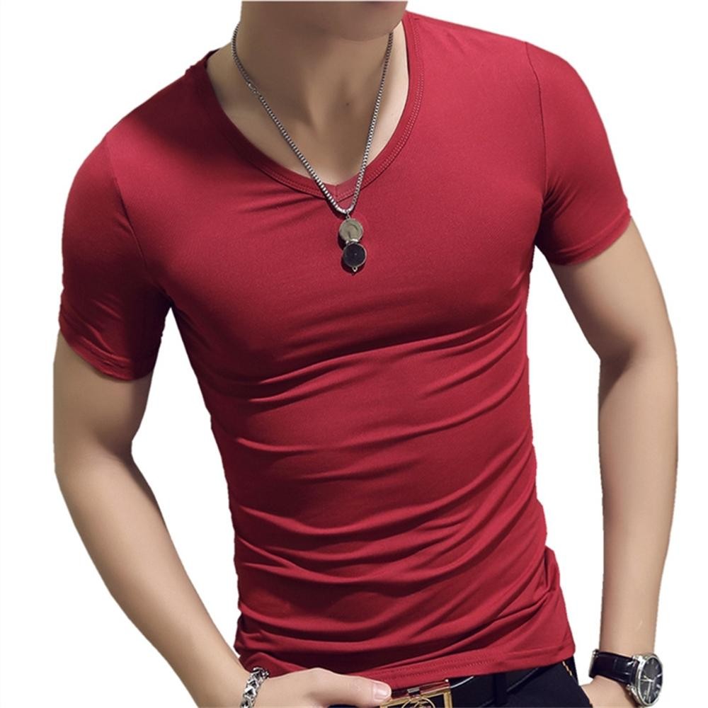7 Colors Slim Man’s T-shirt Short Sleeve Streetwear Gym Clothing Tee Top Plain R