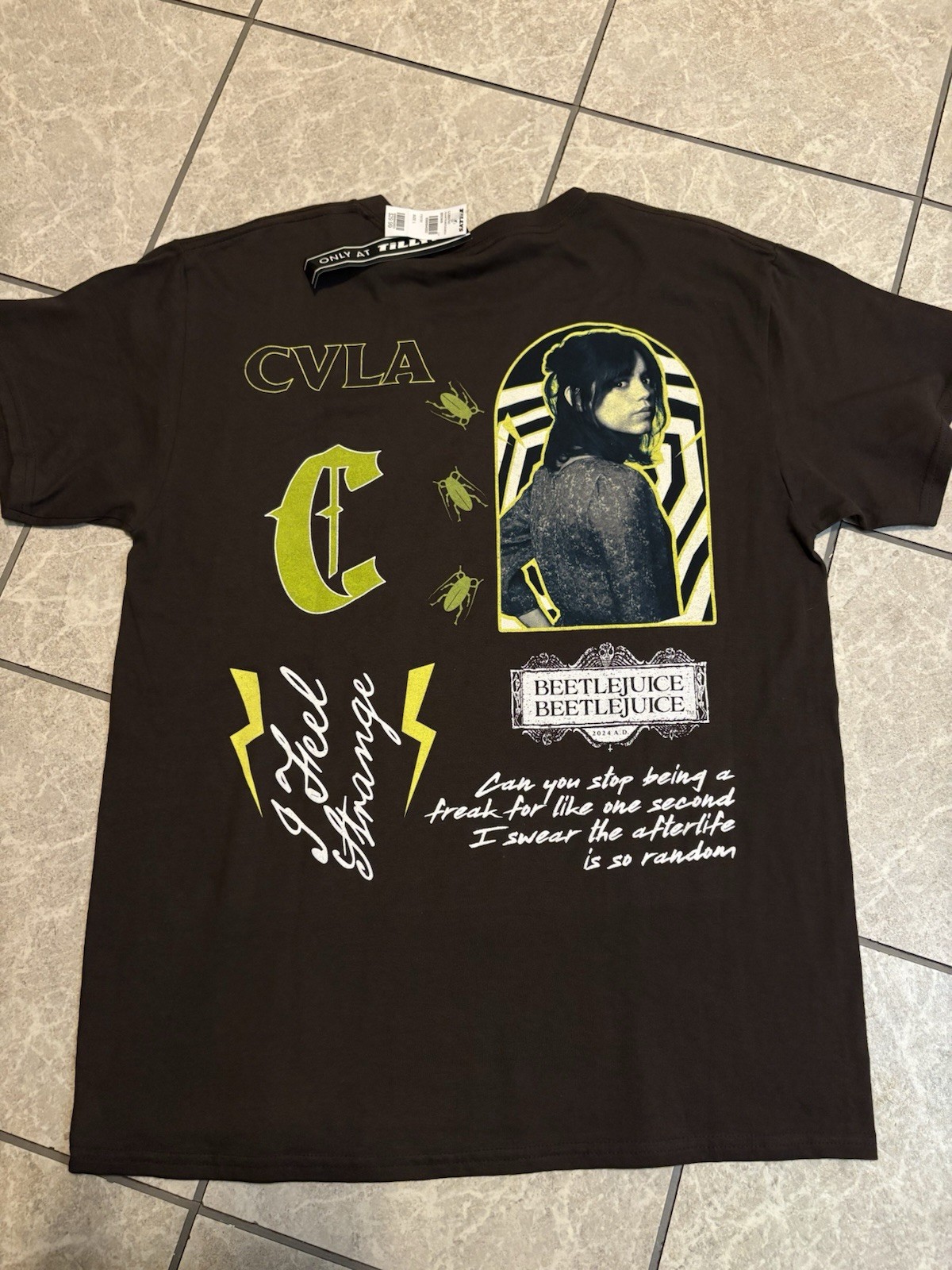 Beetle Juice “ Jenna Ortega “ Tshirt Large CVLA TILLYS EXCLUSIVE Size Large